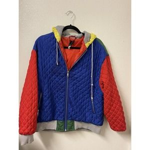 BDG Urban Outfitters Prime Colored Quilted Zip Up Hoodie Jacket Size Small